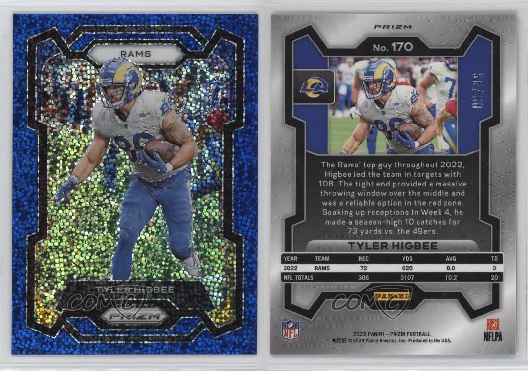 2023 Panini Prizm Blue Sparkle Prizm /96 Tyler Higbee #170 - Picture 3 of 3