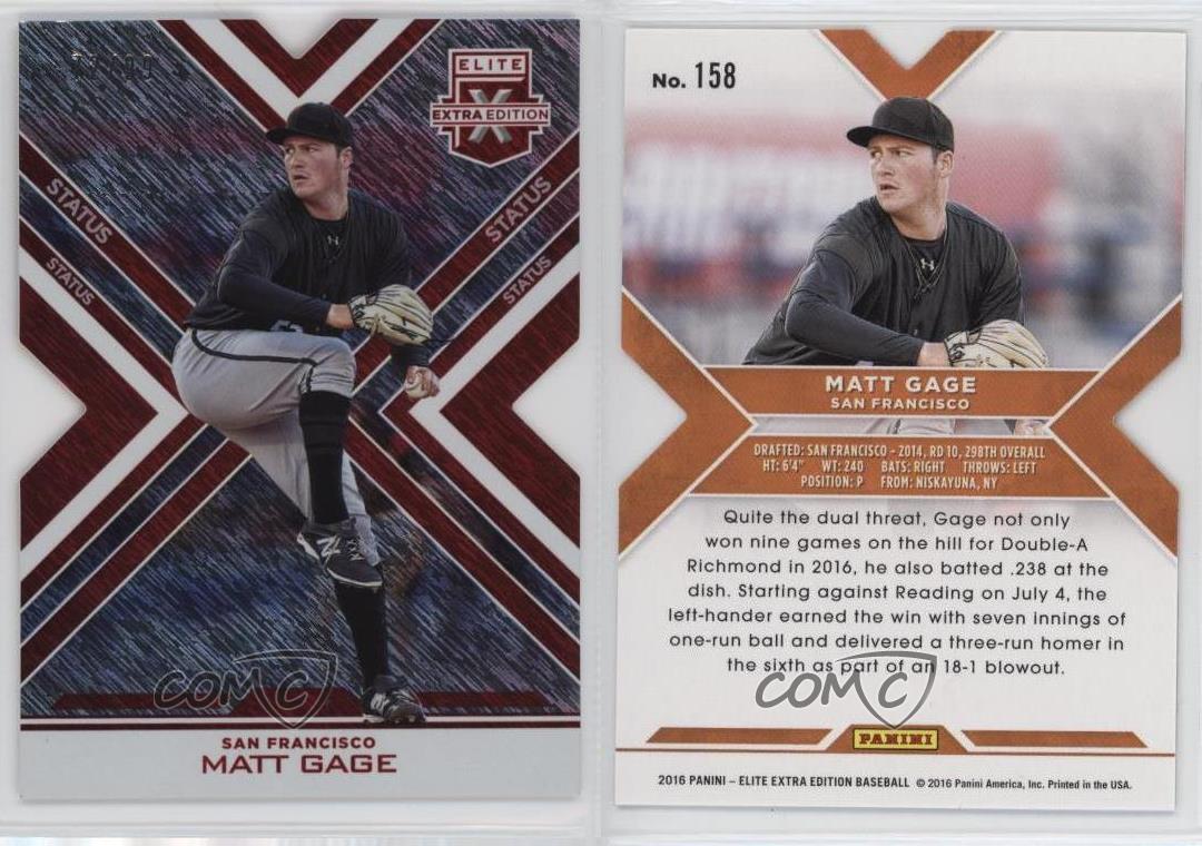 2016 Panini Elite Extra Edition Status Red Die-Cut /99 Matt Gage #158 - Bild 3 von 4
