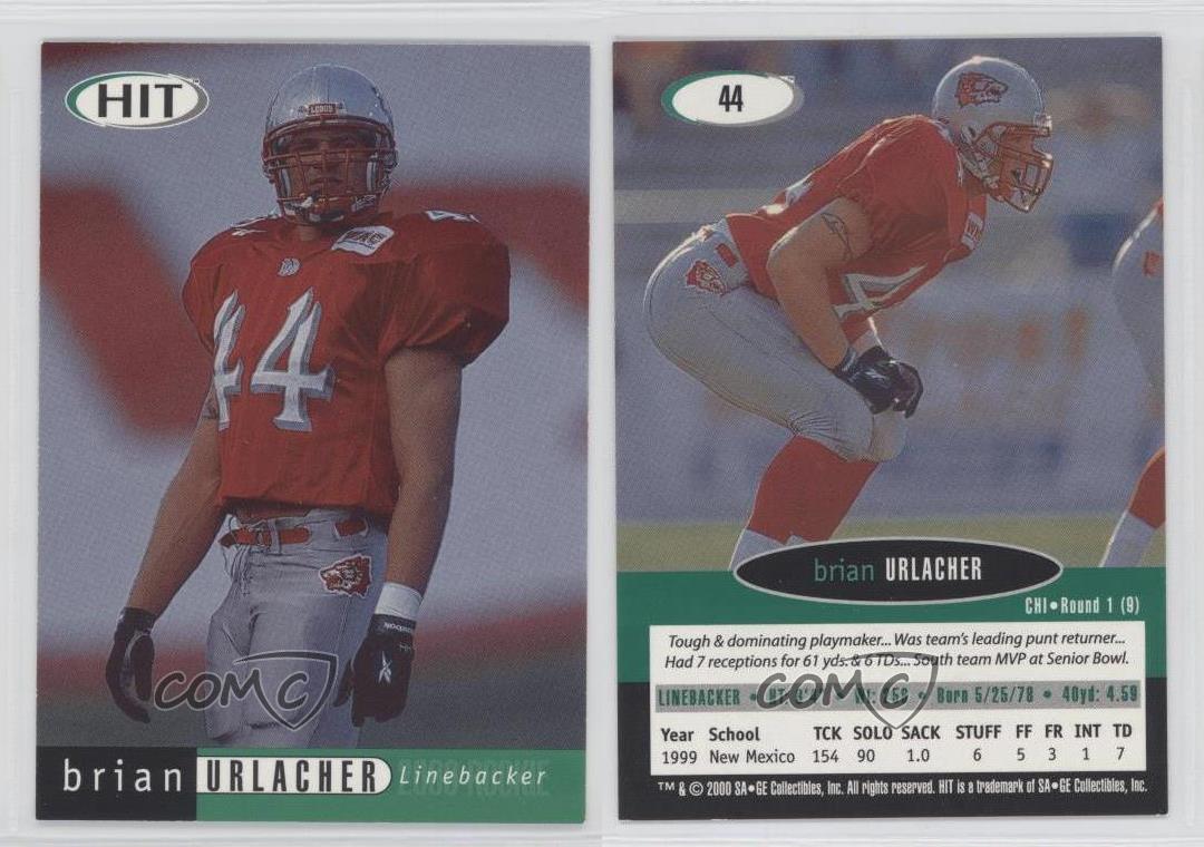 2000 SAGE Hit 44 Brian Urlacher New Mexico Lobos Rookie Football Card