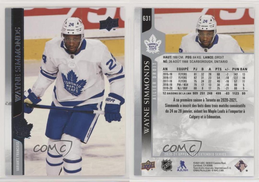 2020-21 Upper Deck Extended Series #631 Wayne Simmonds Toronto Maple Leafs  NHL Hockey Trading Card