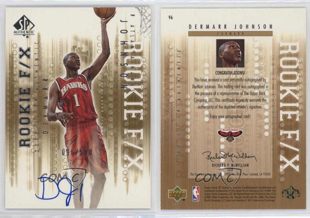 2000-01 SP Authentic Rookie F/X /500 DerMarr Johnson #96 Rookie Auto RC - Picture 3 of 4
