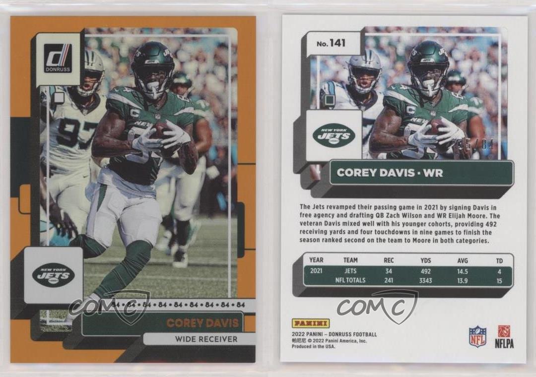 Corey Davis New York Jets 2022 Donruss #141 SP Jersey Number #33/84