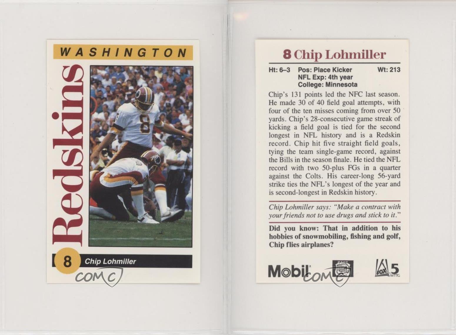 Mobil magasin Washington Redskins Police Chip Lohmiller 1991