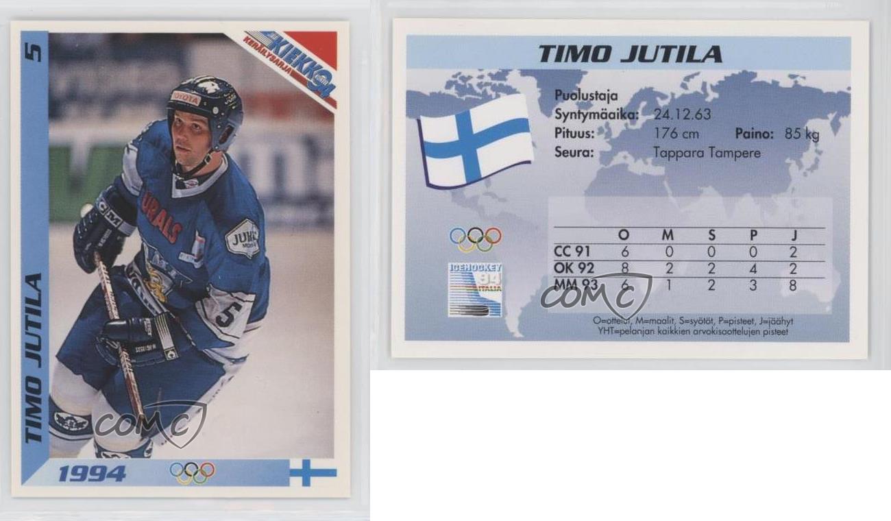 1994 Semic Jaakiekko Finnish Timo Jutila #5 | eBay
