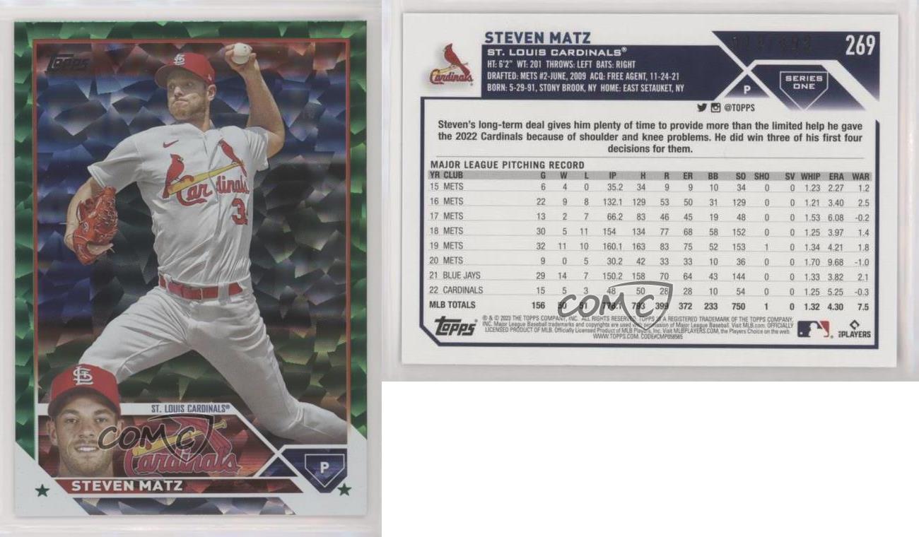 2023 Topps Green Foil Board Steven Matz /499 St. Louis Cardinals #269