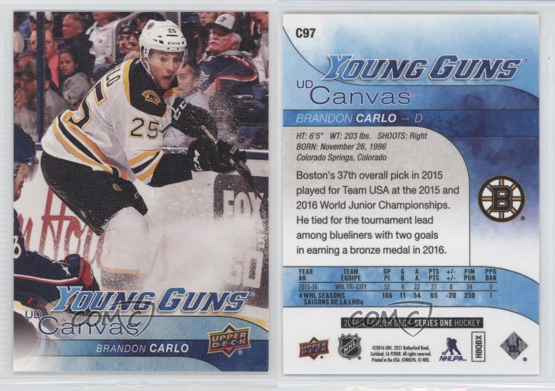 2016-17 Upper Deck UD Canvas Young Guns Brandon Carlo #C97 Rookie RC