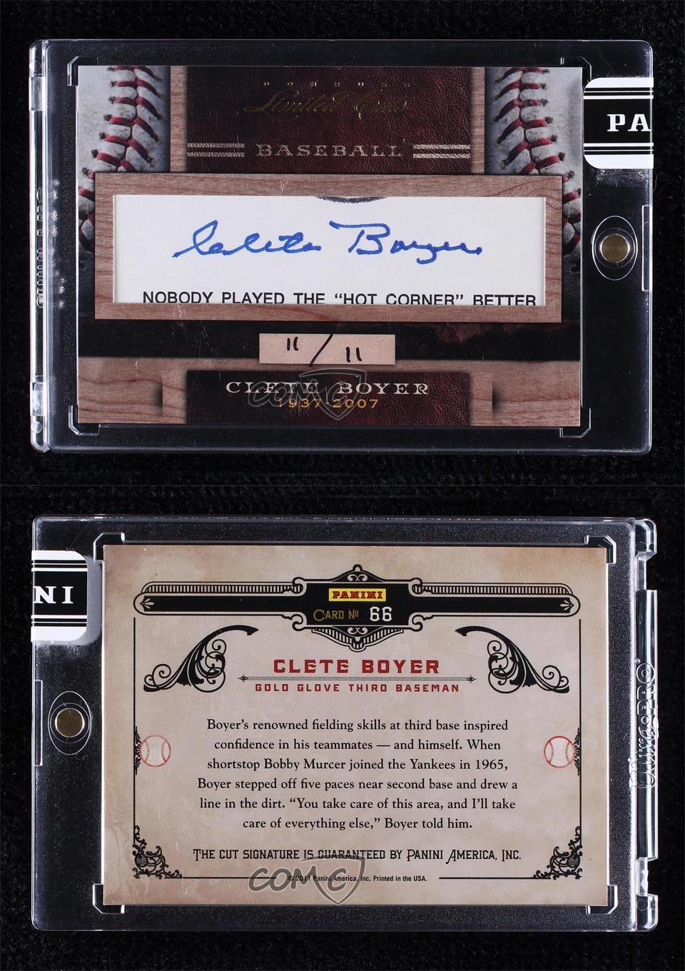 Donruss Limited Cuts Cut Signatures 2011/11 Clete Boyer (#'d a 11) #66 automático - Imagen 3 de 3