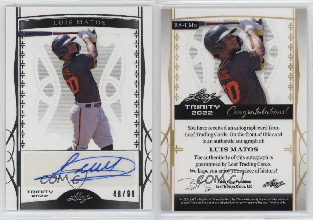 Hoja Trinity 2022 lámina de plata/99 Luis Matos #BA-LM2 automático - Imagen 3 de 3