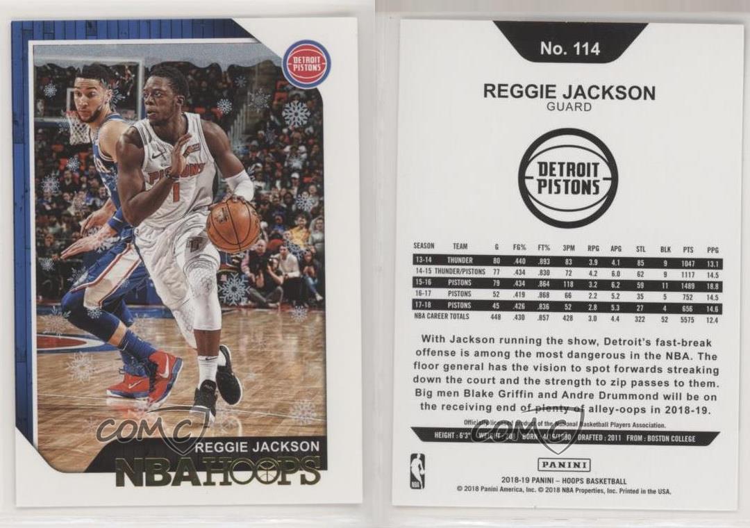 2018-19 NBA Hoops Basketball #114 Reggie Jackson Detroit Pistons Official  Trading Card made by Panini