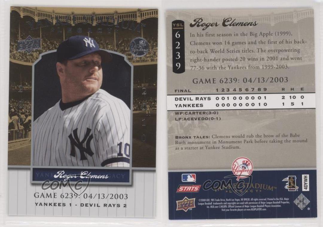2008 Upper économies Deck Yankee Stadium Legacy Roger Clemens #YSL6239
