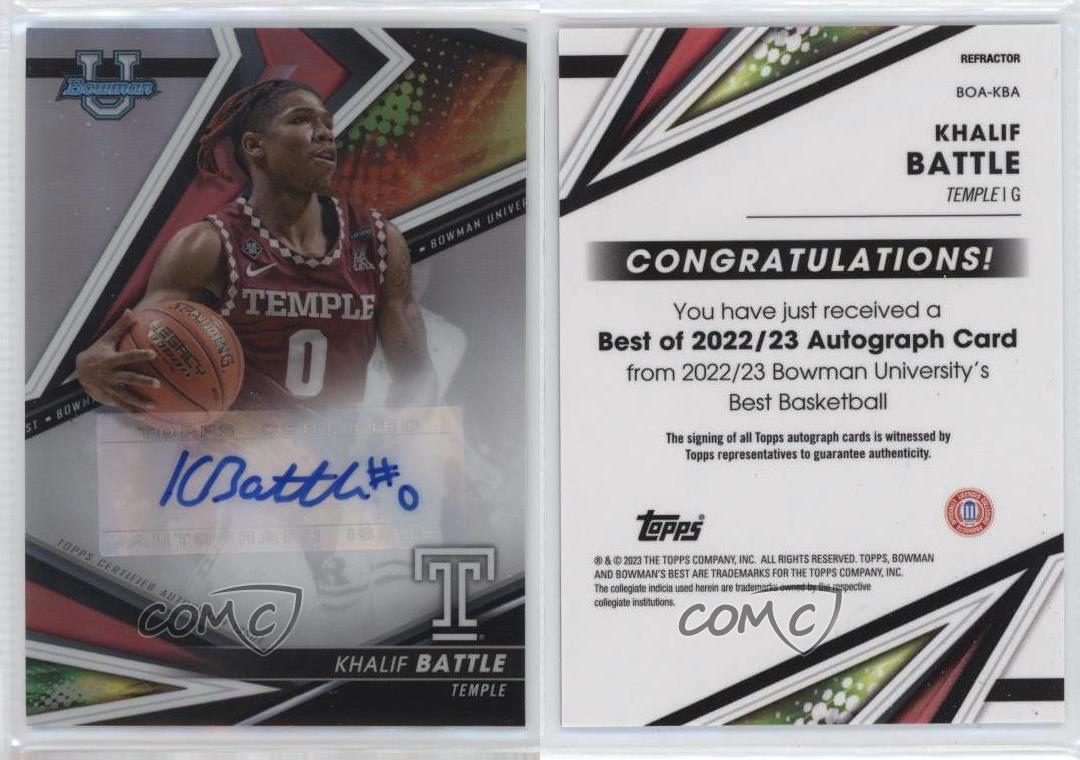 2022-23 Bowman University Best of 2022-23 Refractor Khalif Battle #BOA-KBA Auto