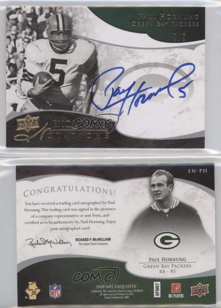 2008 Upper Deck Exquisite Super Swatch Paul Hornung quad jersey #D19/20  *69806 ID: 16727 - Sportsnut Cards