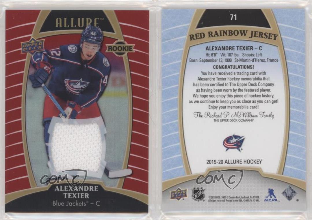 2019-20 Upper Deck Allure Rookies Red Rainbow Jerseys Alexandre Texier Rookie RC