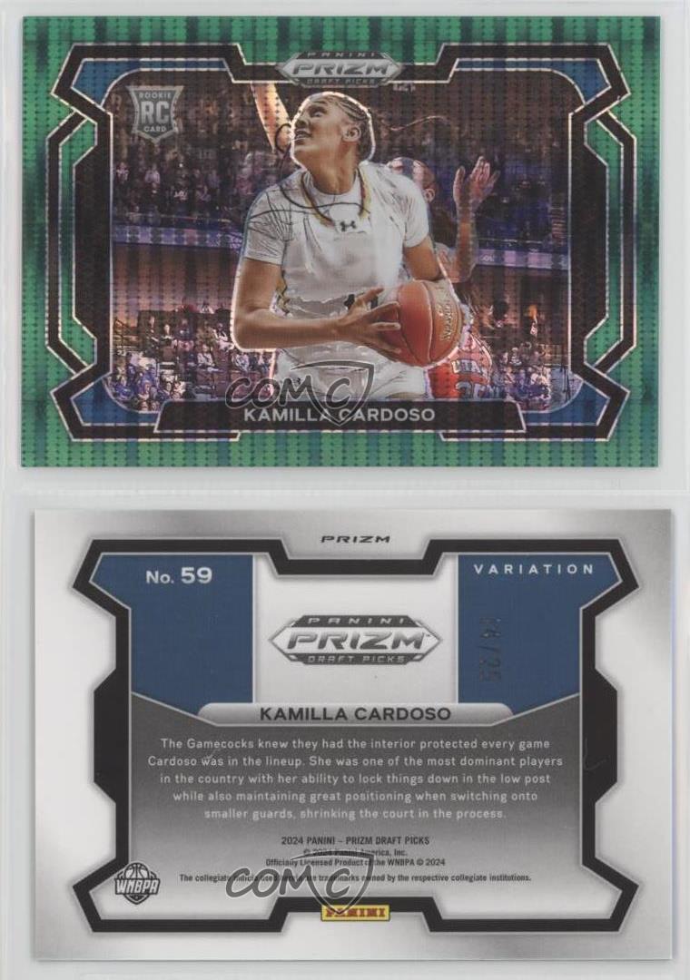 Prizm Draft Picks Green Pulsar Variations 2024/25 Kamilla Cardoso #59 Rookie RC - Imagen 3 de 3