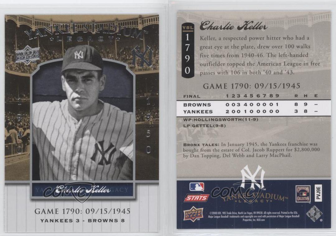 Tendance 2008 Upper Deck Yankee Stadium Legacy Charlie Keller #YSL1790