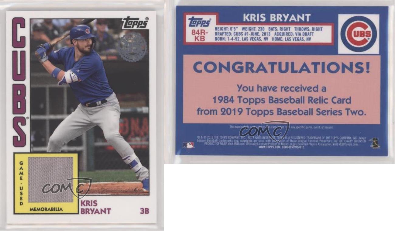  2019 Topps 1984 Relics #84R-KBR Kris Bryant Game Worn