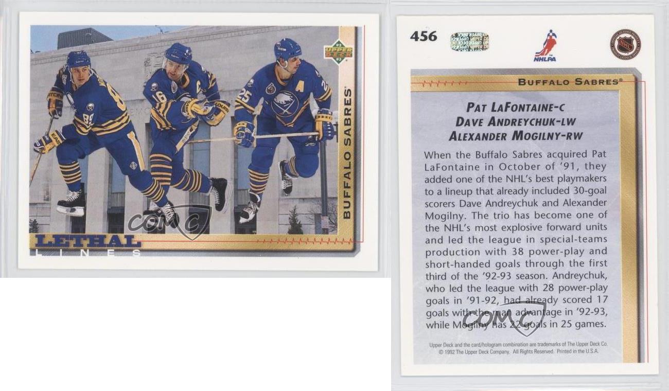 1992 Upper Deck Lethal Lines Buffalo Sabres Pat LaFontaine Dave Andreychuk HOF