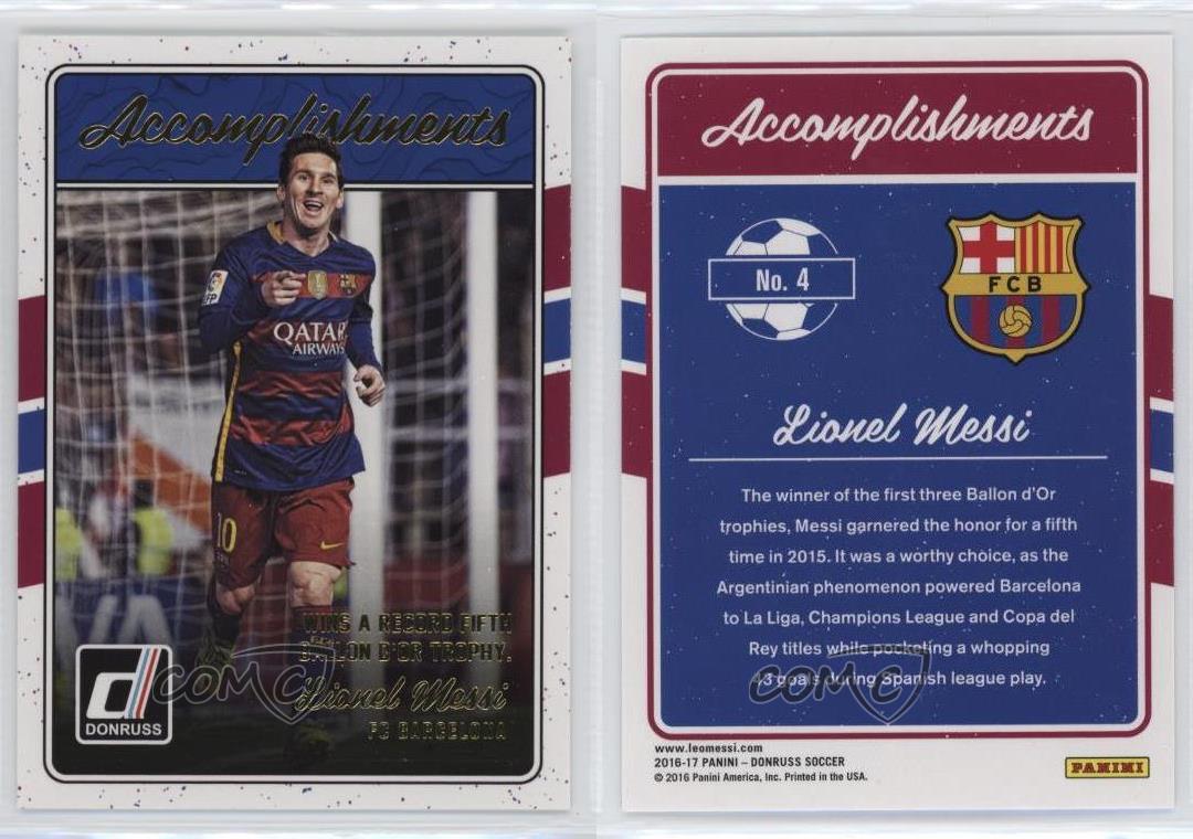 2016-17 Panini Donruss Accomplishments Lionel Messi No.4 Barcelona メッシ　バルセロナ　インサート