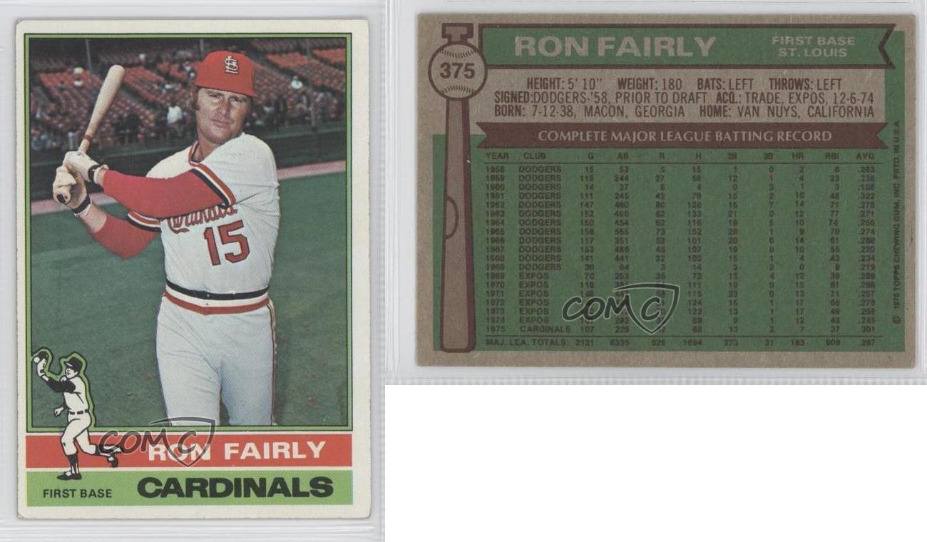 1976 Topps #375 Ron Fairly St. Louis Cardinals Baseball Card | eBay