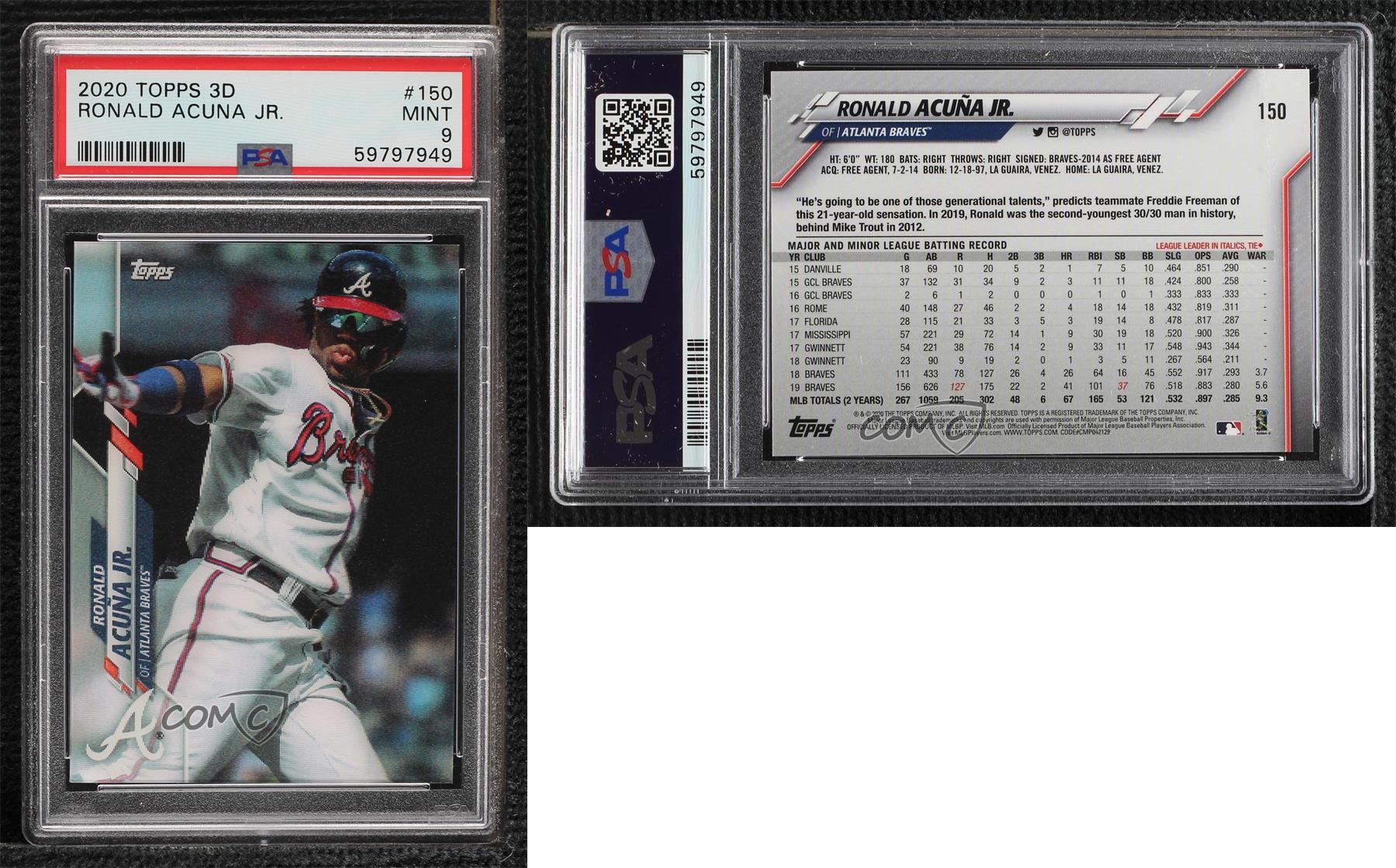2020 Topps 3D Lenticular Ronald Acuna Jr #150 PSA 9 MINT - Picture 3 of 3