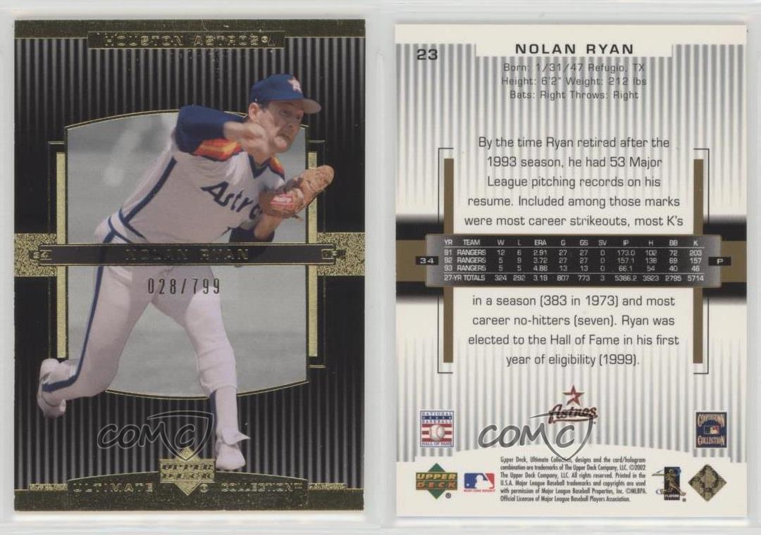 2002 Upper Deck Ultimate Collection /799 Nolan Ryan #23 HOF | eBay