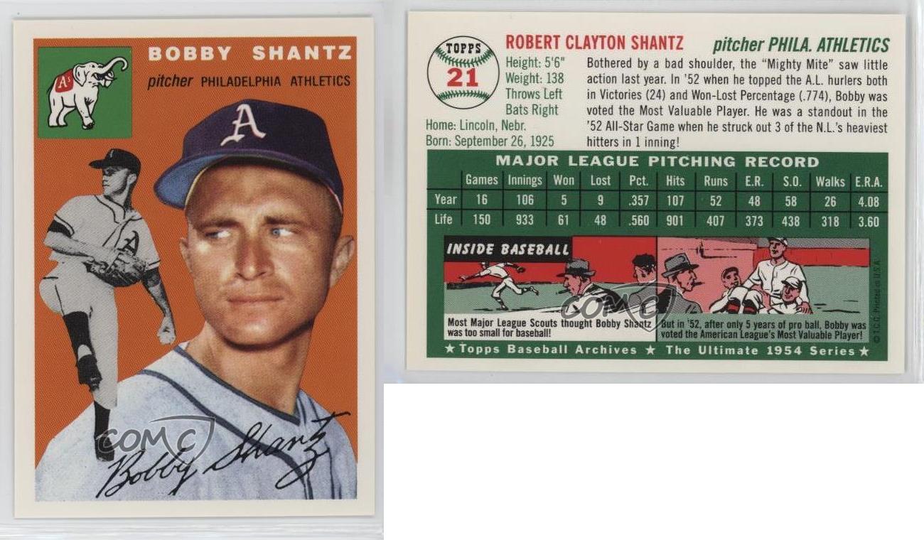 1994 Topps Archives The Ultimate 1954 Set Bobby Shantz #21 - Foto 3 di 6