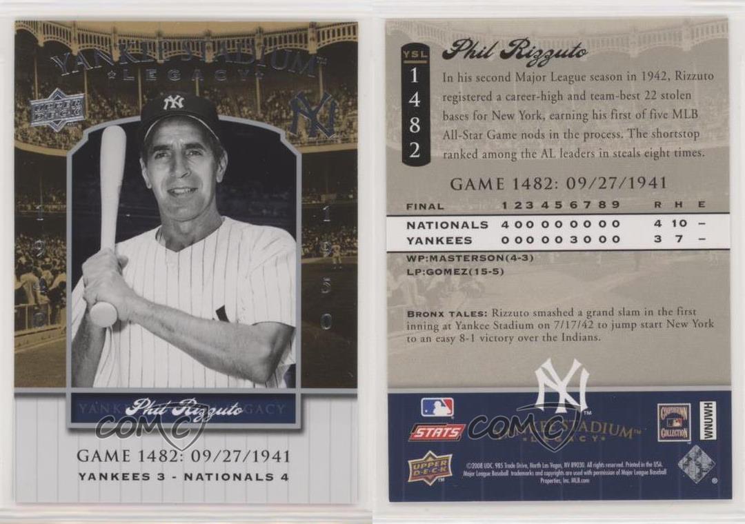2008 Upper Deck Yankee Stadium Legacy Phil économies Rizzuto #YSL1482 HOF