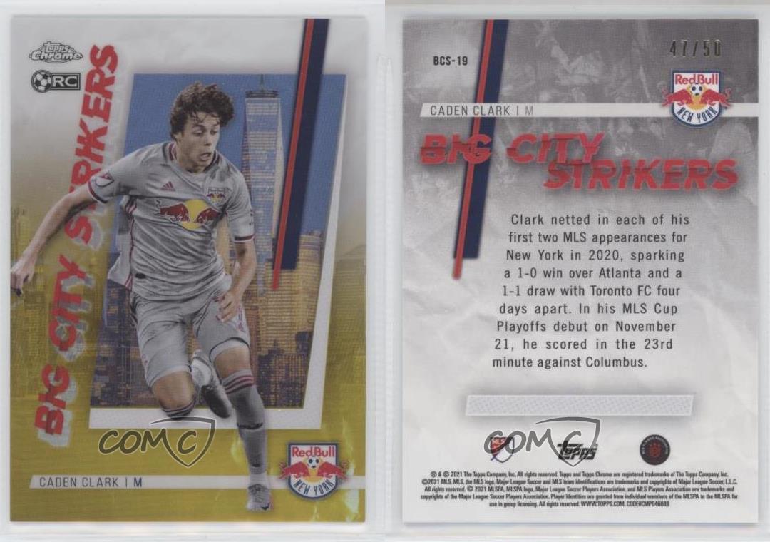 2021 Topps Chrome MLS Big City Strikers Gold Refractor /50 Caden Clark Rookie RC