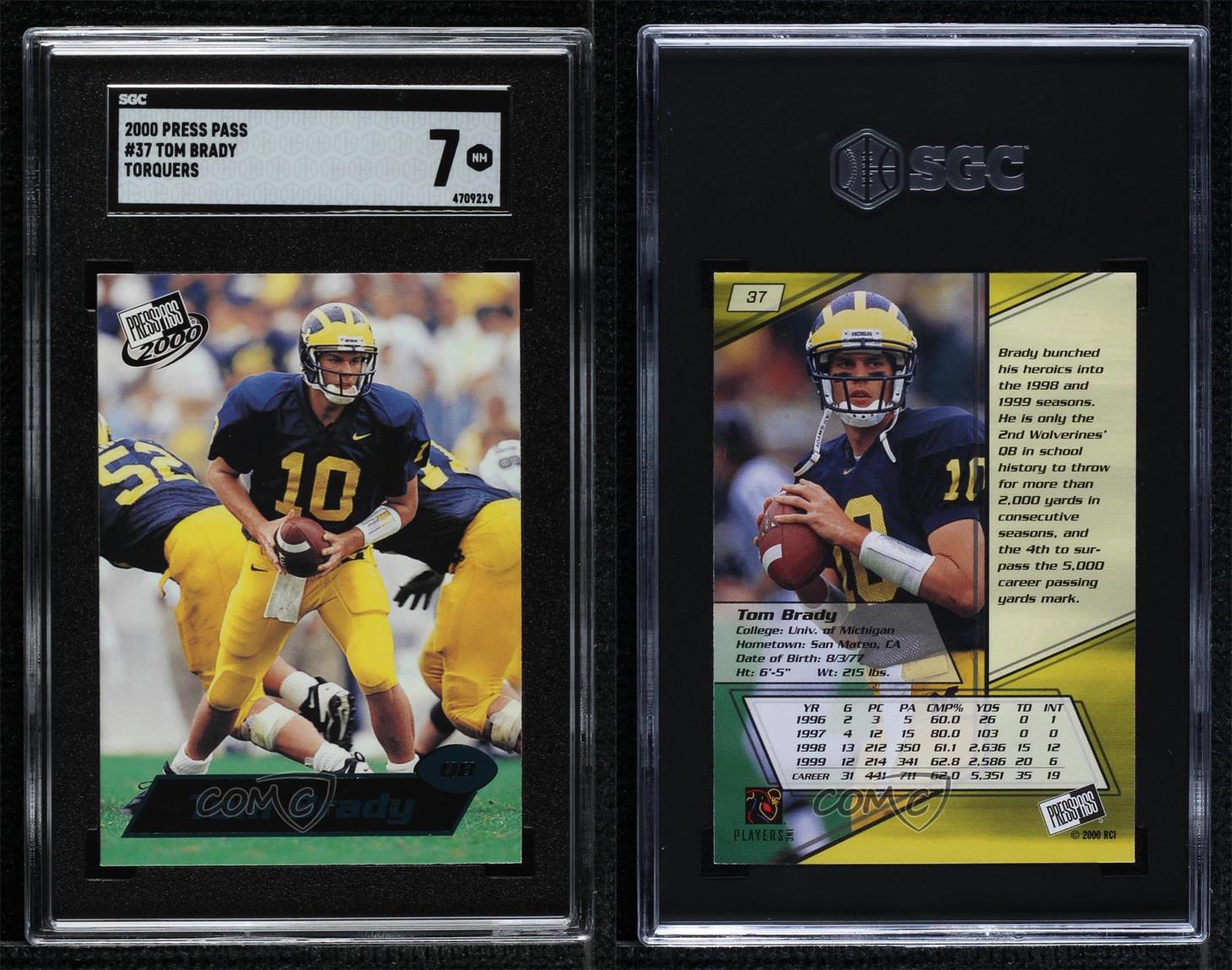 2000 Press Pass - Tom Brady #37 Blue Torquers (RC) for sale