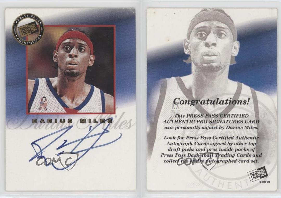 2002 Press Pass Authentic Pro Signatures Darius Miles Auto