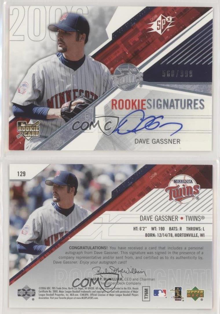 2006 SPx Rookie Signatures /999 Dave Gassner #129 Auto - Bild 4 von 4