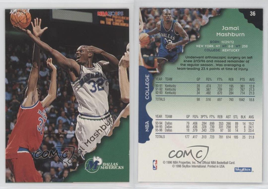 1996-97 Hoops #36 Jamal Mashburn Dallas Mavericks