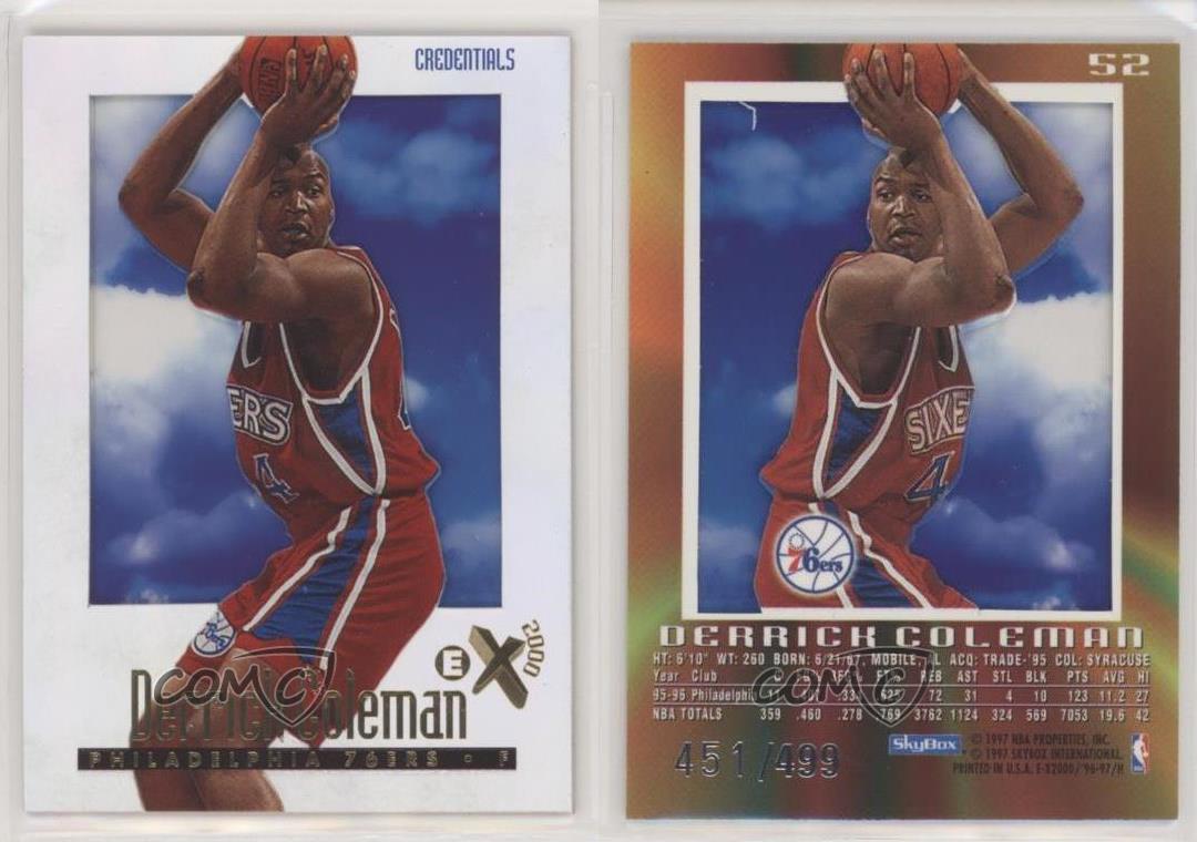 1996 97 SKYBOX ex 2000 credentials Derrick Coleman Sixers 