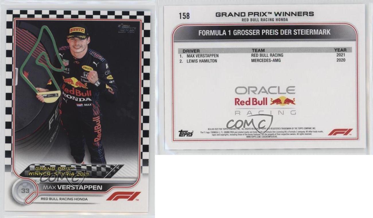 2022 Topps Formula 1 Grand Prix Winners Checker Flag Max Verstappen #158