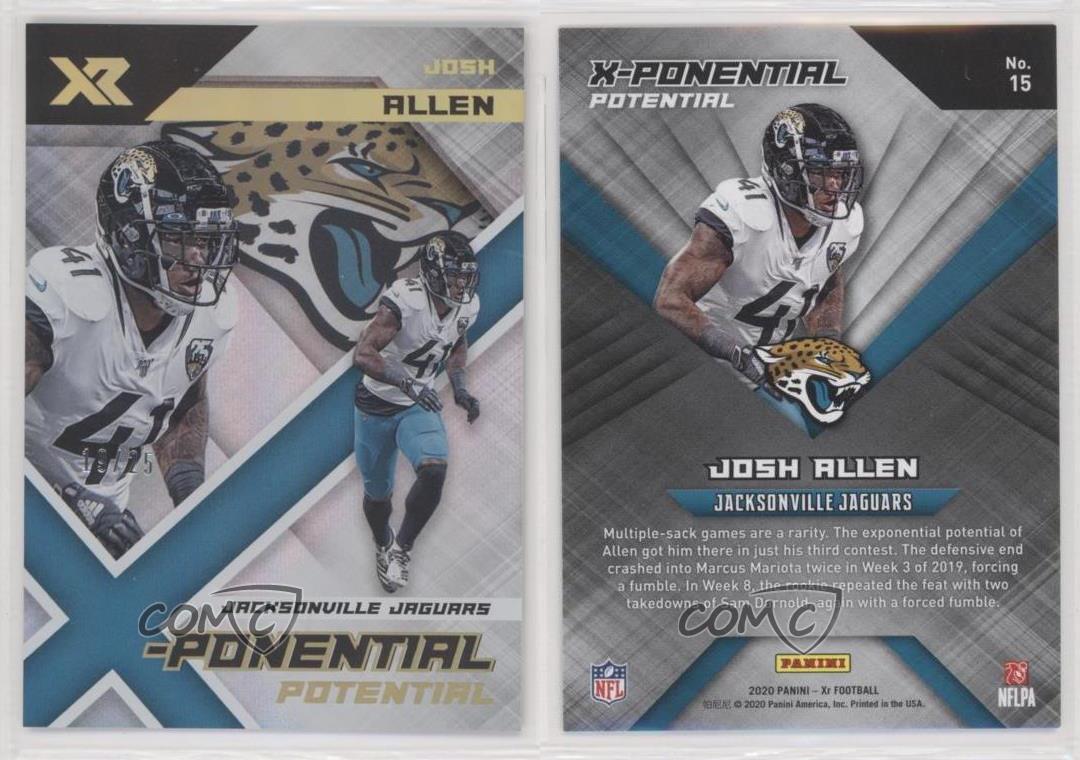 2020 Panini XR X-Ponential Potential White /25 Josh Hines-Allen Josh Allen #15 - Bild 3 von 3