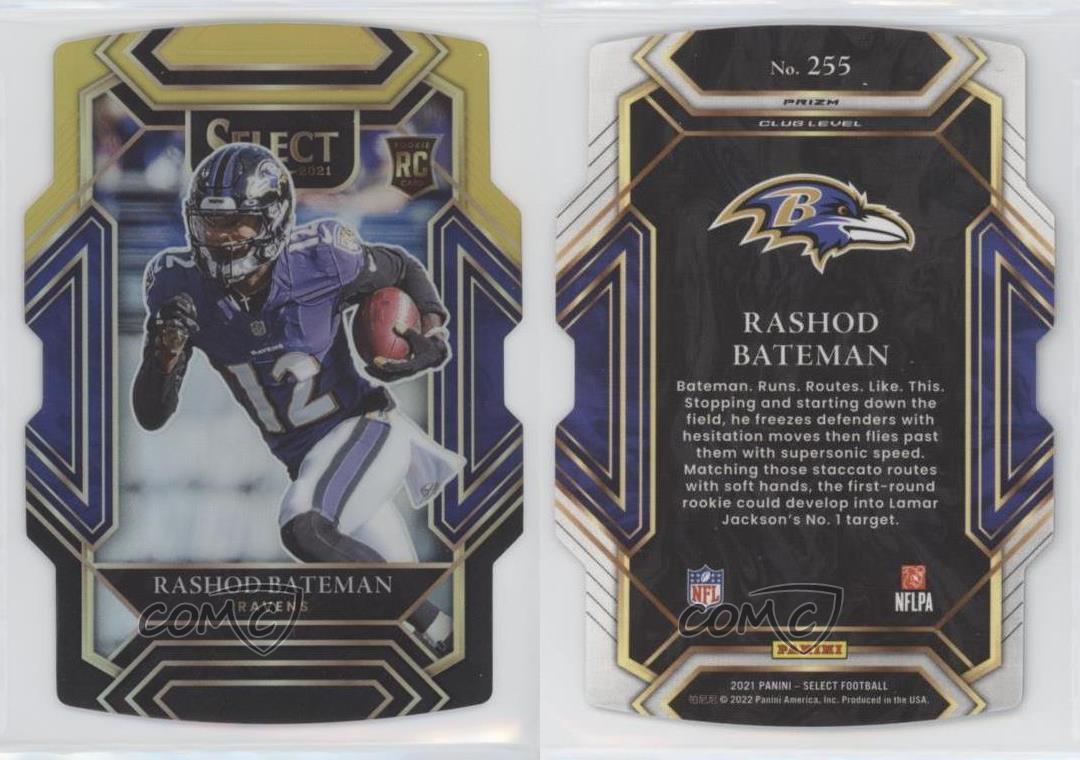 2021 Select Rashod Bateman Club Level Black Gold Prizm Die Cut RC #255 Y271