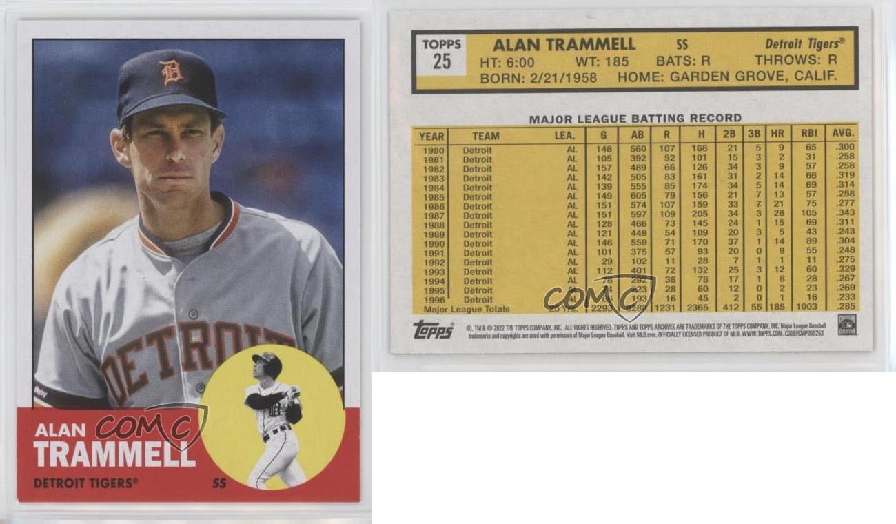 2022 Topps Archives Baseball Detroit Tigers Alan Trammell #25