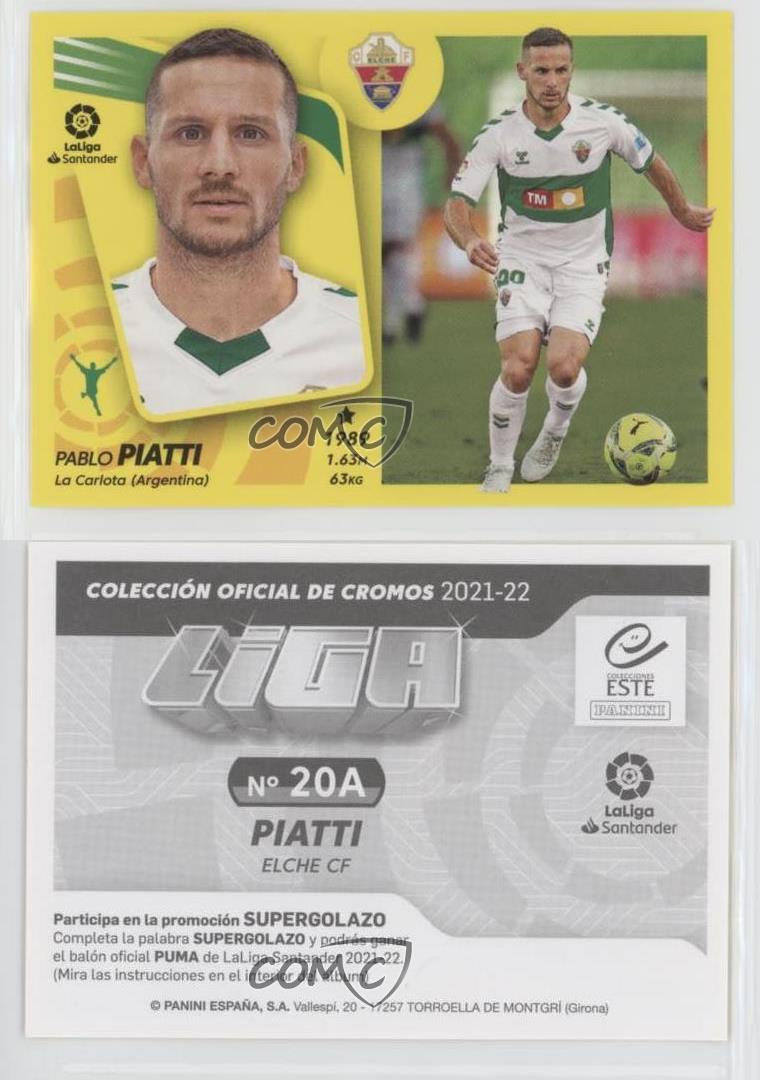 2021-22 Panini La Liga Santander Este Stickers Elche CF Pablo Piatti #20A |  eBay