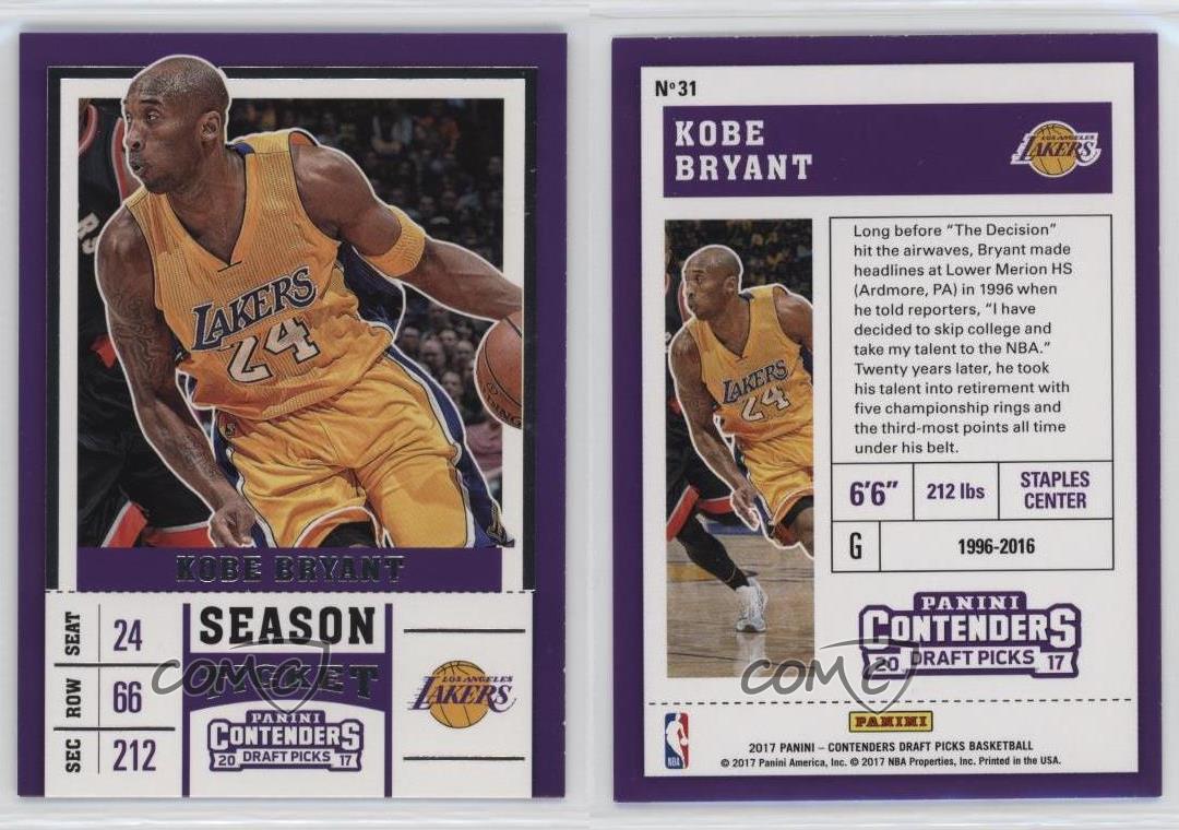 2017-18 Panini Contenders Draft Picks Season Kobe Bryant #31 HOF - Bild 3 von 5