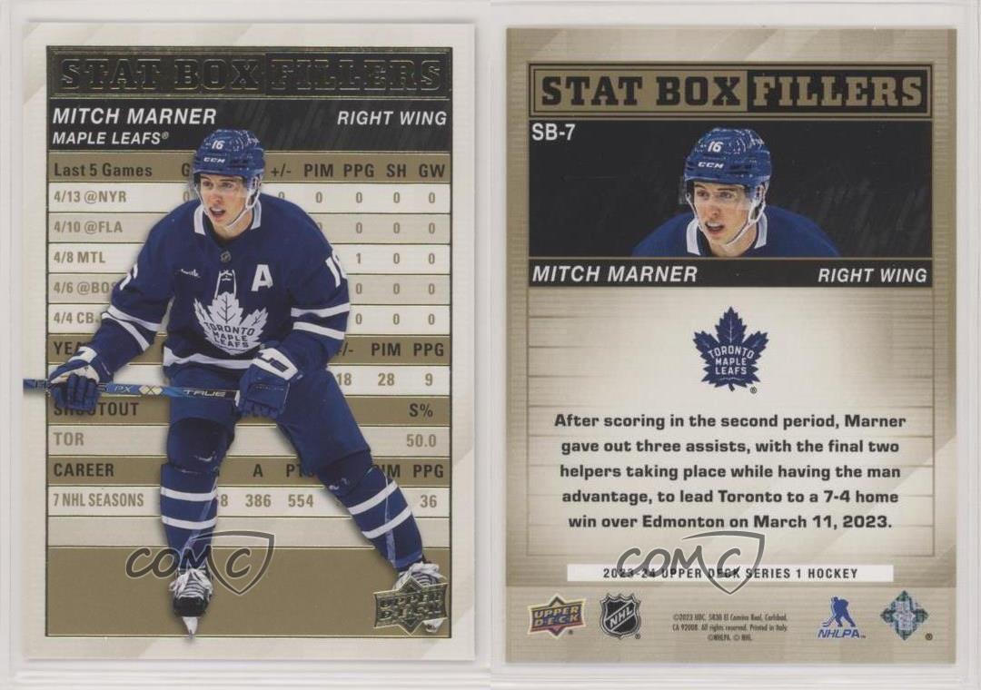 2023-24 Upper Deck Series 1 Stat Box Fillers Gold Mitch Marner #SB-7