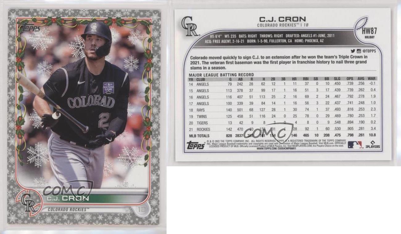 2022 Topps Holiday #HW87 C.J. Cron Colorado Rockies