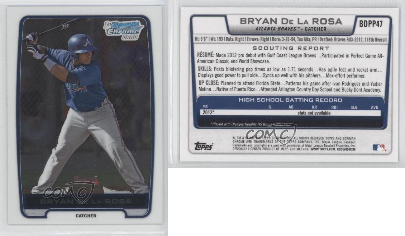 Specific Item:$0.99 #19562614 7at:2012 Bowman Draft Chrome Draft Picks Bryan De La Rosa #BDPP47