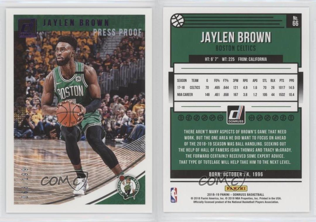 2018-19 Donruss #66 Jaylen Brown Boston Celtics Basketball Card 