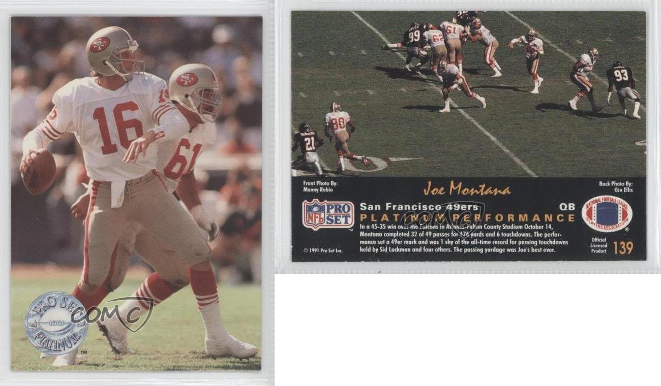 1991 Pro Set Platinum #139 Joe Montana San Francisco 49ers Football Card | eBay