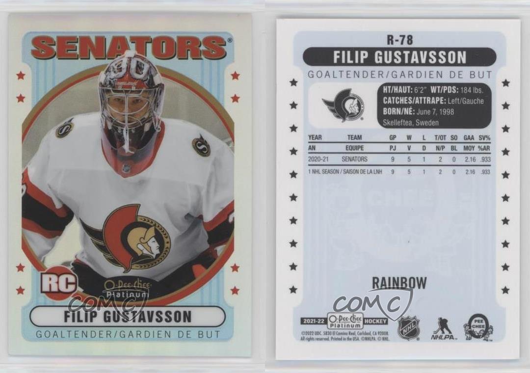 2021-22 O-Pee-Chee Platinum Retro Rainbow Filip Gustavsson #R-78 Rookie RC