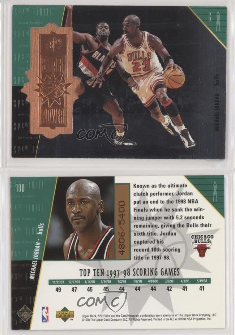 1998-99 SPx Finite Star Power /5400 Michael Jordan #100 HOF | eBay
