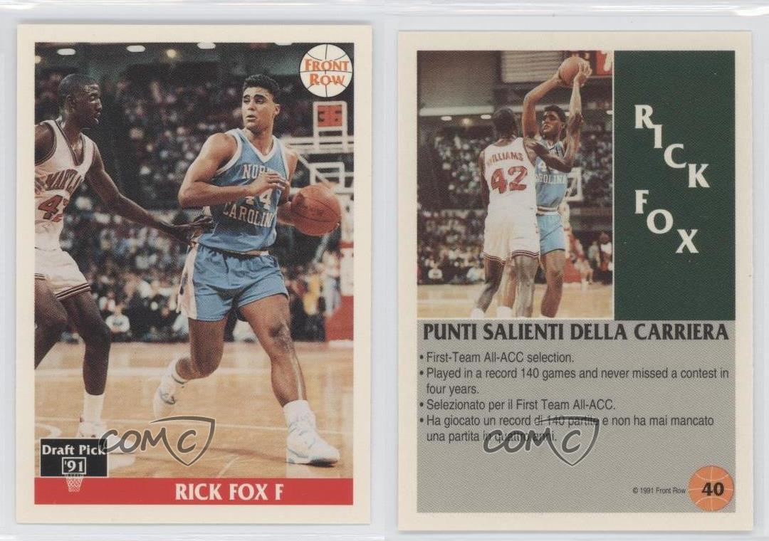 1991-92 Front Row Italian 40 Rick Fox North Carolina (UNC) Tar Heels