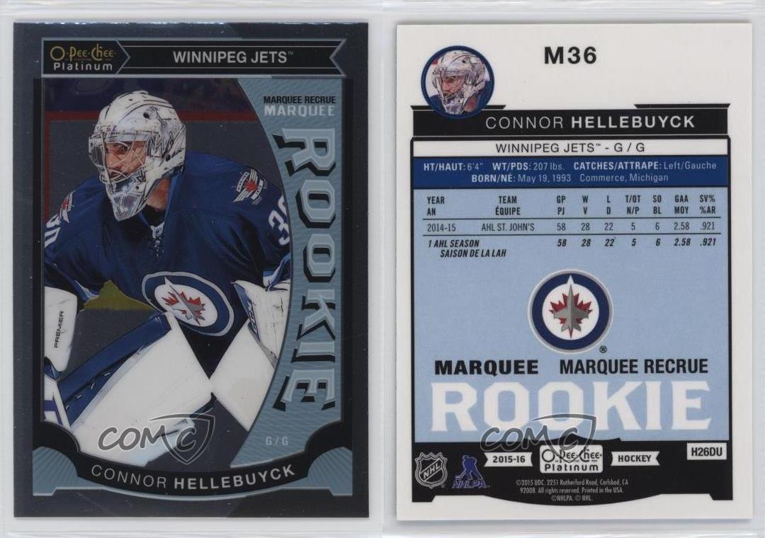 2015-16 O-Pee-Chee Platinum Marquee Rookies Connor Hellebuyck #M36 RC