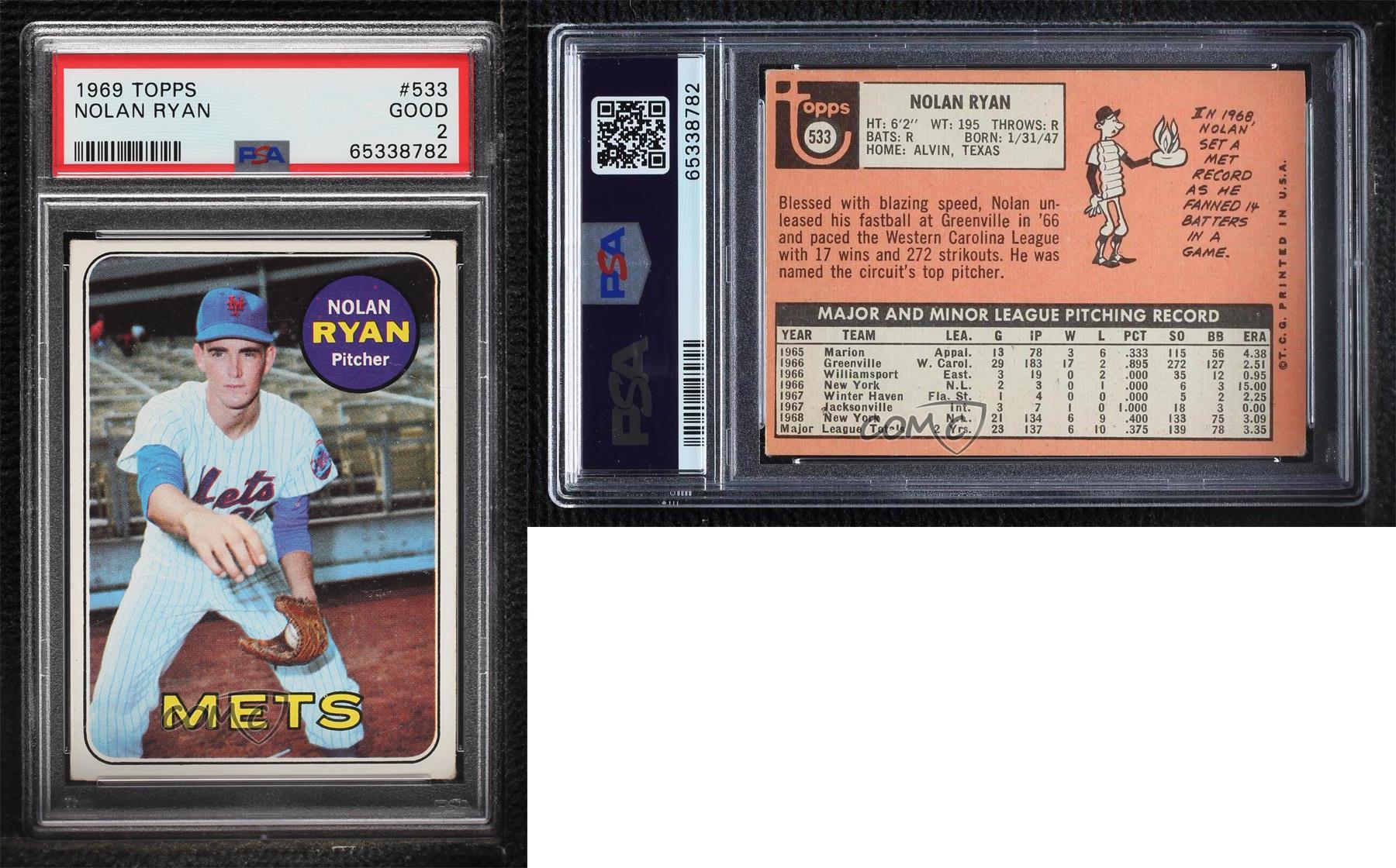  1969 Topps Regular (Baseball) card#533-psa Nolan Ryan