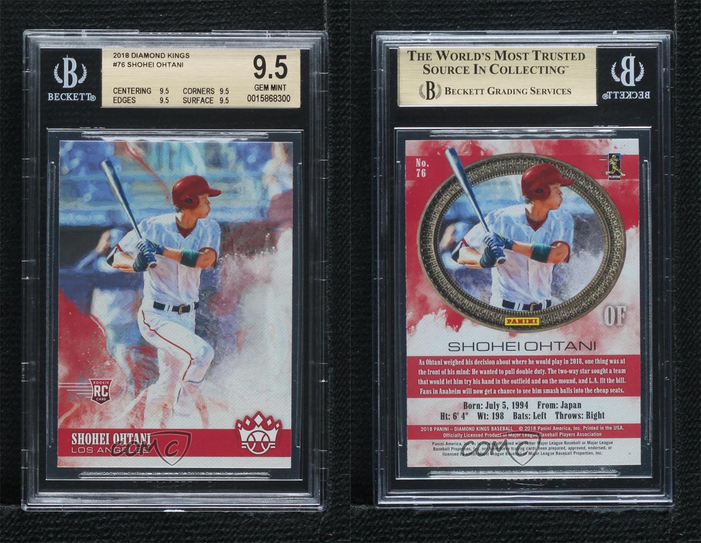 2018 Panini Diamond Kings Shohei Ohtani #76 BGS 9.5 GEM MINT Rookie RC - Bild 3 von 4